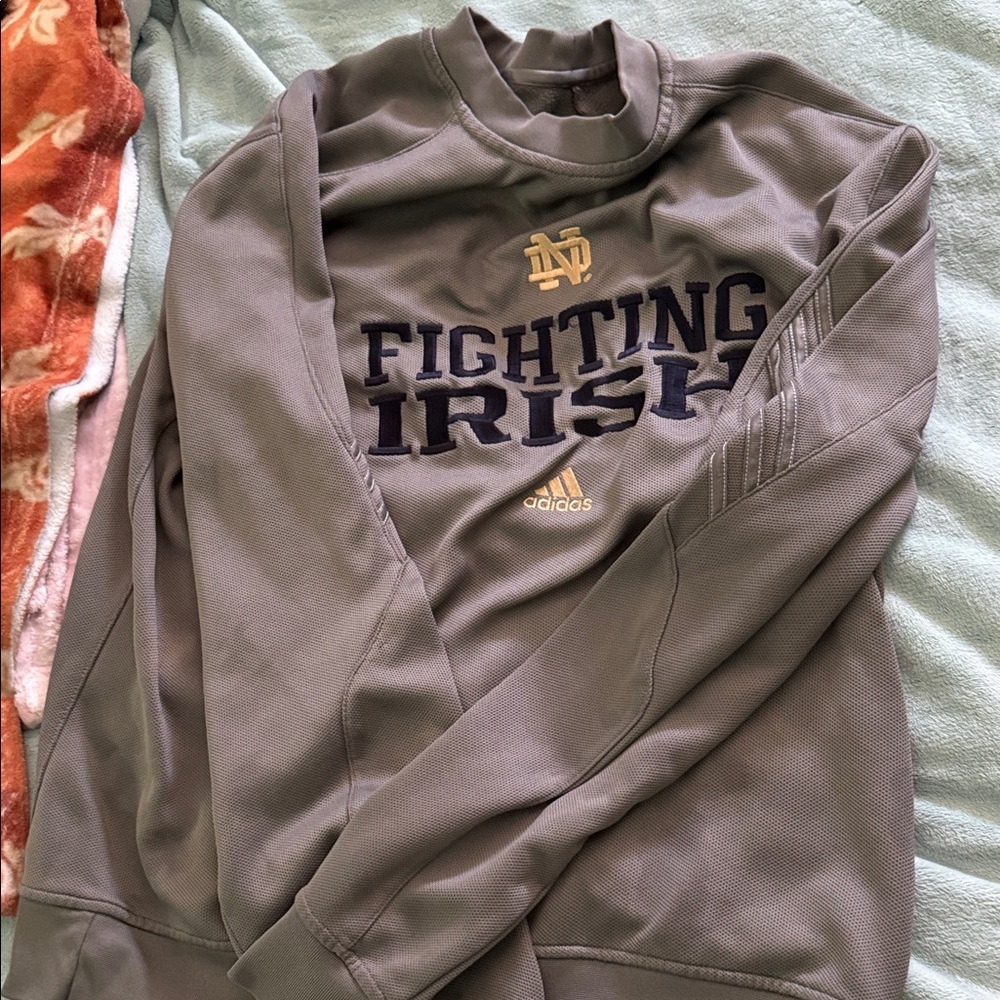 Adidas Gray Fighting Irish Crewneck Sweater